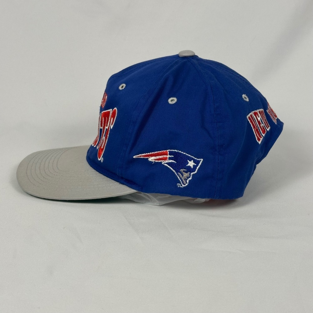 Vintage 90's New England Patriots Hat Blue Grey Snapback NFL Cap Green Underbrim - Picture 3 of 10